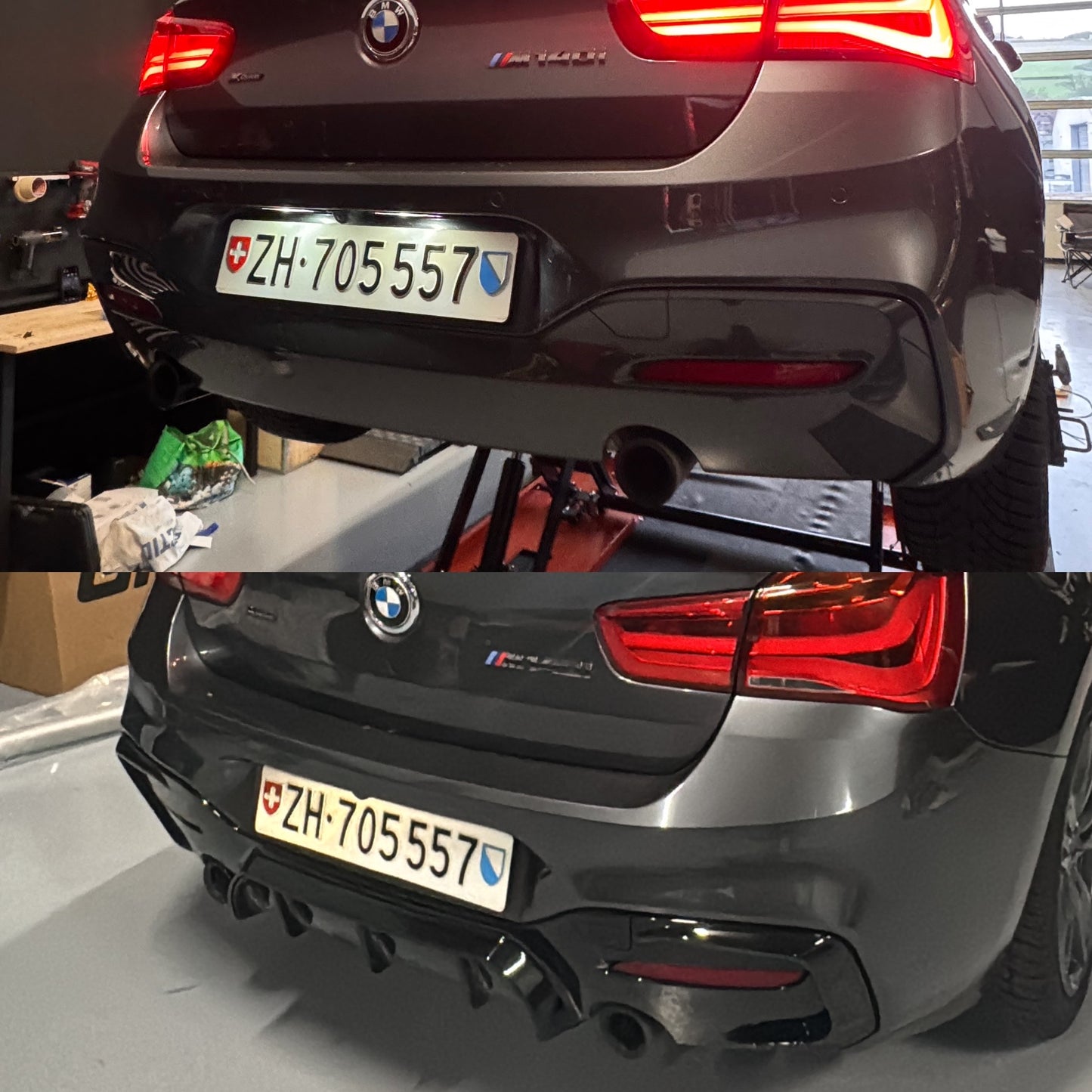 Diffusor P-Typ 1+1 Rohr Schwarz Glanz BMW F20 F21 LCI Facelift M135 M140 Performance + DTC Gutachten