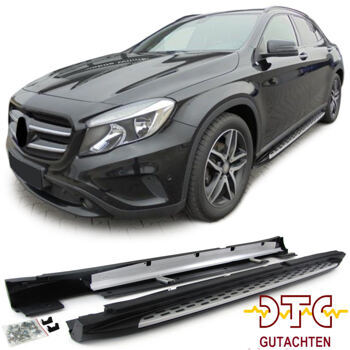 Trittbretter Aluoptik Mercedes GLA X156 13-20 Seitenschweller + DTC CH Gutachten