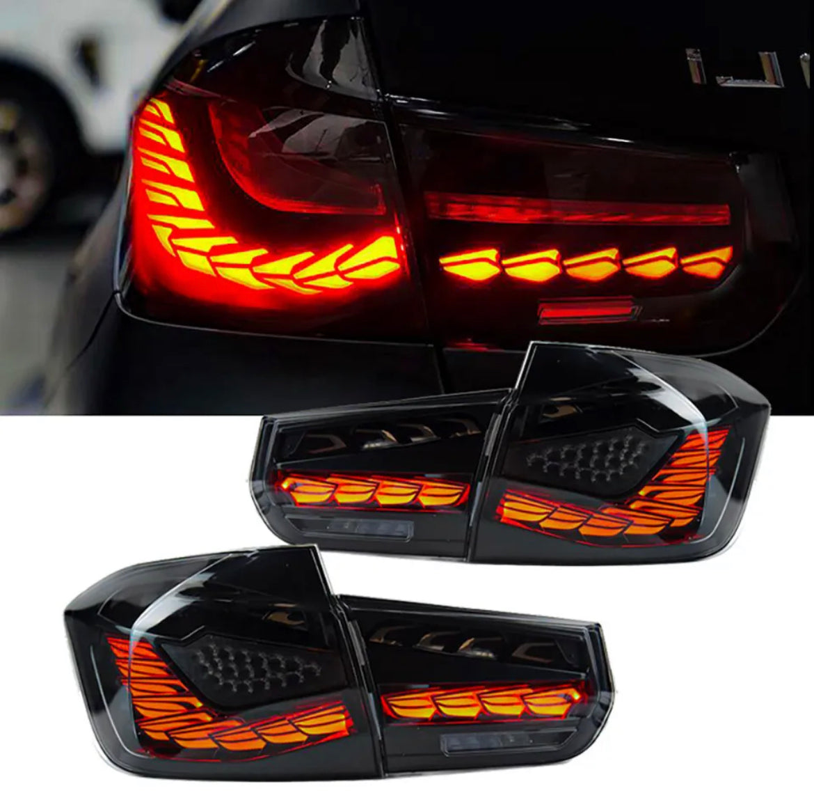 Dynamische OLED Rückleuchten Heckleuchten schwarz für BMW 3er Limo F30 F80
