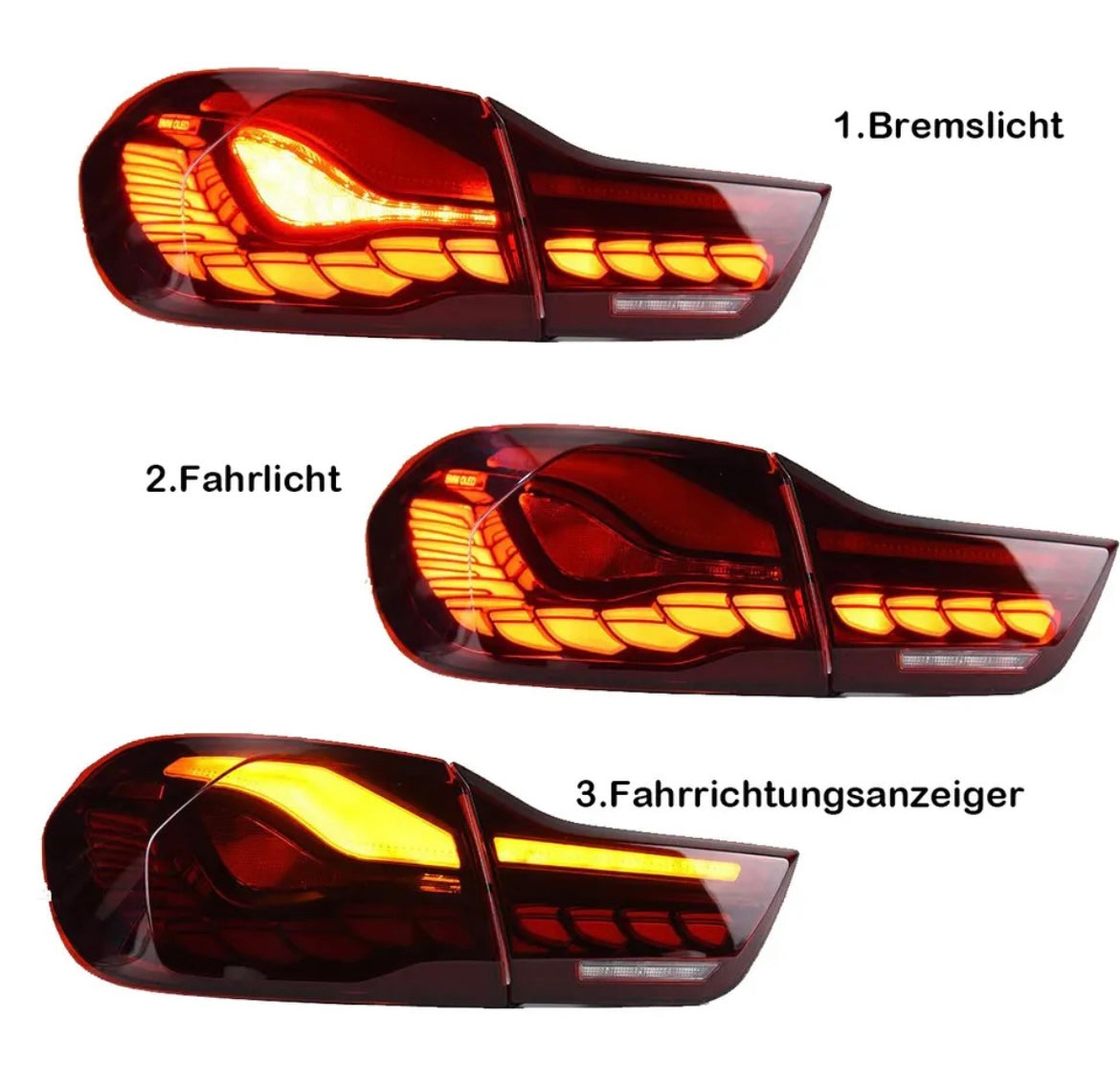 Dynamische OLED Rückleuchten Heckleuchten in Rot