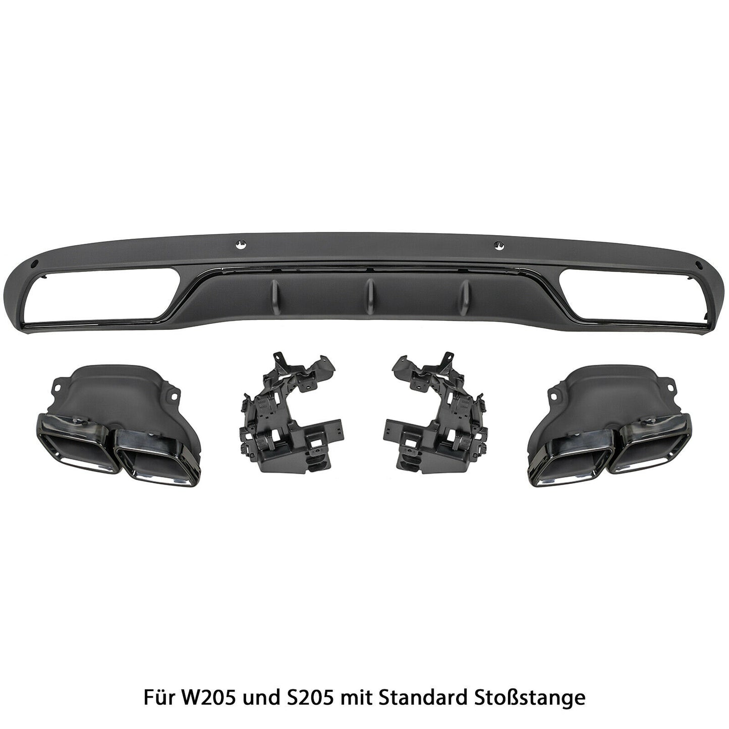 Rear Diffuser Diffuser Double Pipe Fits for Mercedes C-Klasse W205 S205 black