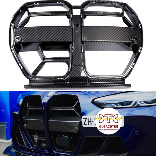 Grill Niere CSL mit ACC Carbon Fiber BMW M4 G82 G83 M3 G80 G81 + DTC Gutachten Fußgängerschutz