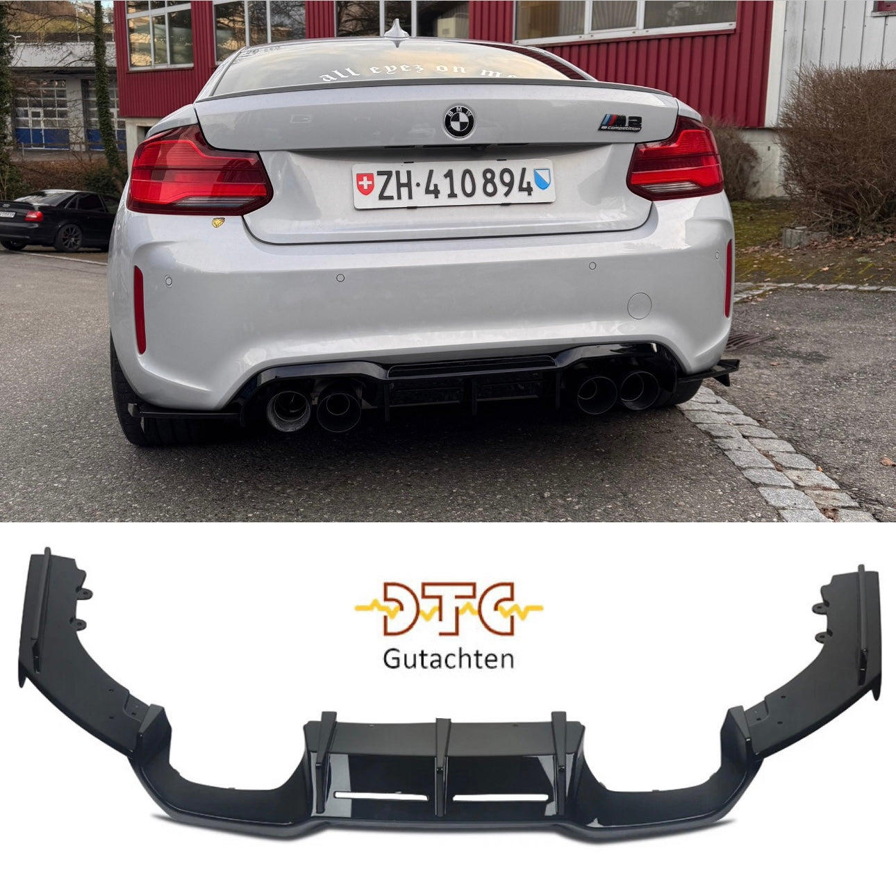 Diffusor M-Type MIT DTC CH-Gutachten Schwarz Glanz BMW M2 F87 Competition M2C Heckdiffusor