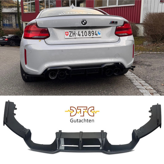 Diffusor M-Type MIT DTC CH-Gutachten Schwarz Glanz BMW M2 F87 Competition M2C Heckdiffusor