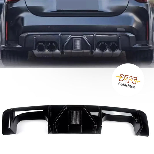 Diffusor LED Licht Schwarz Glanz BMW M4 G82 G83 M3 G80 G81 Heckdiffusor + DTC CH Gutachten