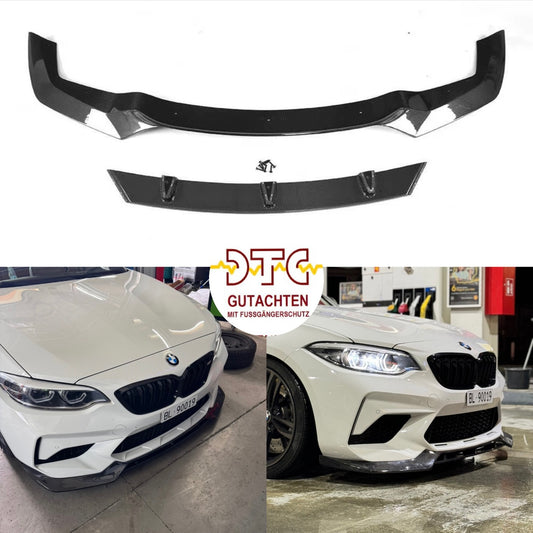 Frontlippe V-Typ MIT DTC CH-GUTACHTEN FUSSGÄNGERSCHUTZ Carbon Frontspoiler BMW M2 F87 2016-2019