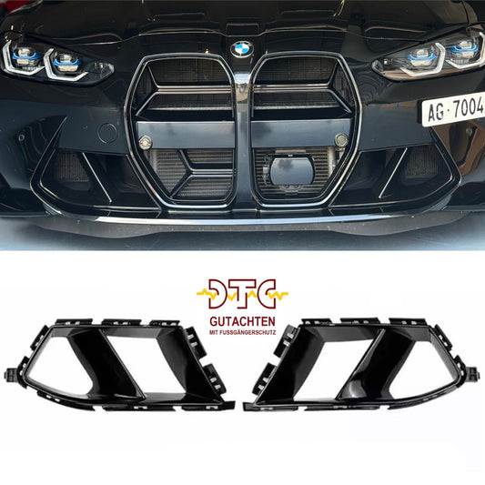 P-Typ Lufteinlass, Schwarz Glanz, BMW M4 G82 G83 M3 G80 G81 + DTC Fussgängerschutz