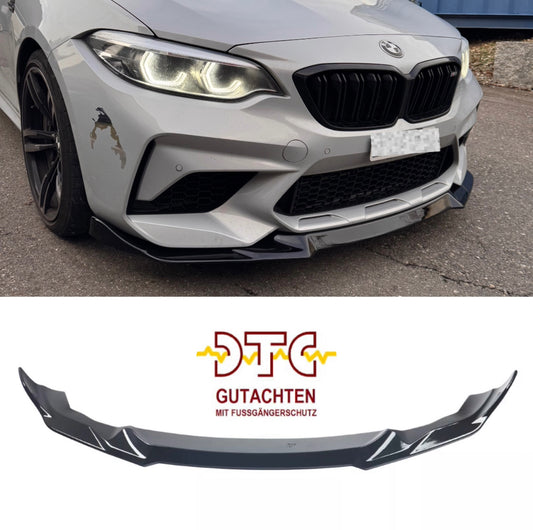 Frontlippe CS Type Schwarz Glanz BMW M2 F87 DTC FUSSGÄNGERSCHUTZ