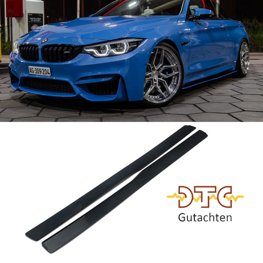 Seitenschweller PM-Typ Schwarz Glanz Performance BMW M4 F82 F83 M3 F80 + DTC-Zulassung Seitenschweller