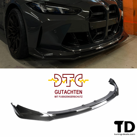Frontspoiler V-Typ Echtcarbon BMW M4 G82 G83 M3 G80 G81 Frontlippe + DTC Fußgängerschutz CH Gutachten