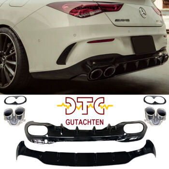 Diffusor CLA45 AMG DTC Gutachten Schwarz Glanz Auspuffblenden Chrom Mercedes CLA C118 W118