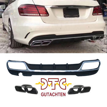 Diffusor E63 AMG Optik Auspuffblenden Chrom Mercedes E-Klasse W212 Facelift mit DTC Gutachten