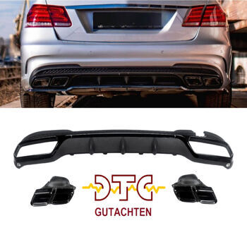 Diffusor E63 AMG Optik Auspuffblenden Schwarz Mercedes E-Klasse W212 Facelift mit DTC CH Gutachten