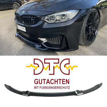 Frontlippe CS Typ Schwarz DTC CH-GUTACHTEN FUSSGÄNGERSCHUTZ BMW F82 F83 M4 F80 M3 Frontspoiler