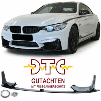Frontlippe P-Type schwarz glänzend Flaps BMW M4 F82 F83 F80 M3 + MIT DTC FUSSRASTENSCHUTZ