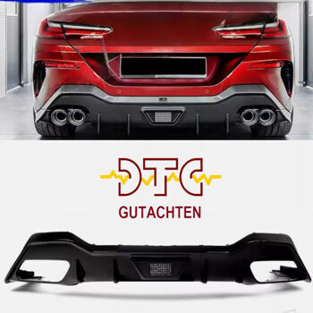 Diffusor LED-Licht schwarz glänzend BMW 8er G15 Coupé G14 Cabrio M850i 840i Heckdiffusor + DTC CH Zulassung Homologation