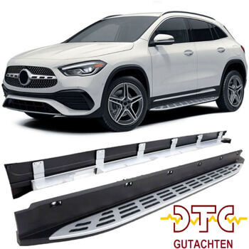 Trittbretter Silber Aluminium Schweller Mercedes GLA H247 2020-23 Seitenschweller + DTC CH Gutachten