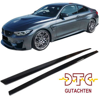 Seitenschweller P-Typ BMW M3 F80 M4 F82 F83 Schwarz Glanz Performance Seitenschweller + DTC Gutachten