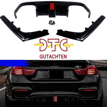 Diffusor VRS-Type mit DTC Gutachten mit LED Beleuchtung schwarz glanz BMW M4 F82 F83 M3 F80 Heckdiffusor