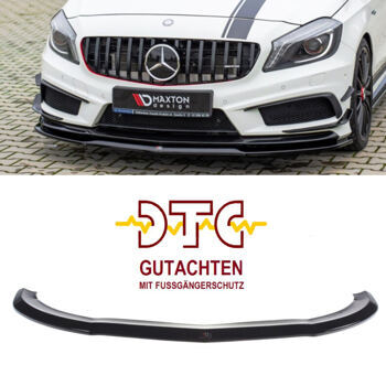 Frontspoiler FD1 Maxton Schwarz Glanz Gutachten Fußgängerschutz Mercedes A45 AMG W176 Frontlippe