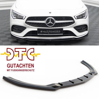 Frontspoiler v.1 Typ Mercedes C118 X118 CLA35 AMG Maxton Schwarz Glanz Report Fußgängerschutz Frontlippe