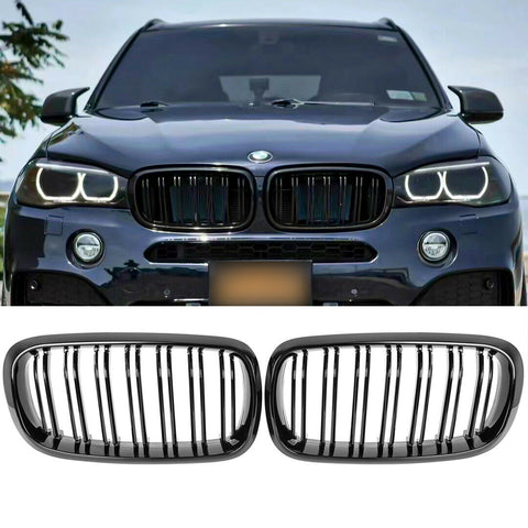 Kidney Grill Double Bar Suitable for BMW X5 F15 X6 F16 from 2013 Piano Black